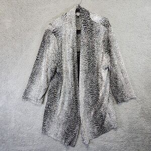 JM Collection Woman Animal Print Open Front Cardigan Womens‎ 3X Black White